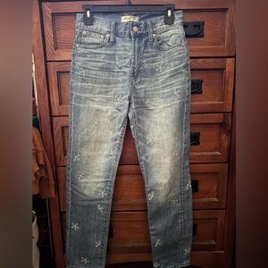 Madewell Blue Embroidered Straight Leg Jeans